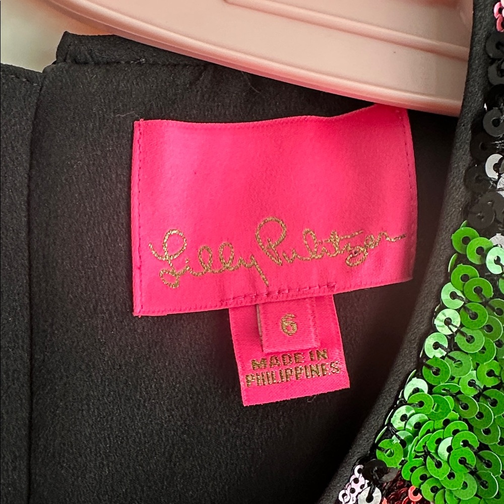 Lilly Pulitzer Black Dress with Green Sequin Detail - Picture 3 of 7